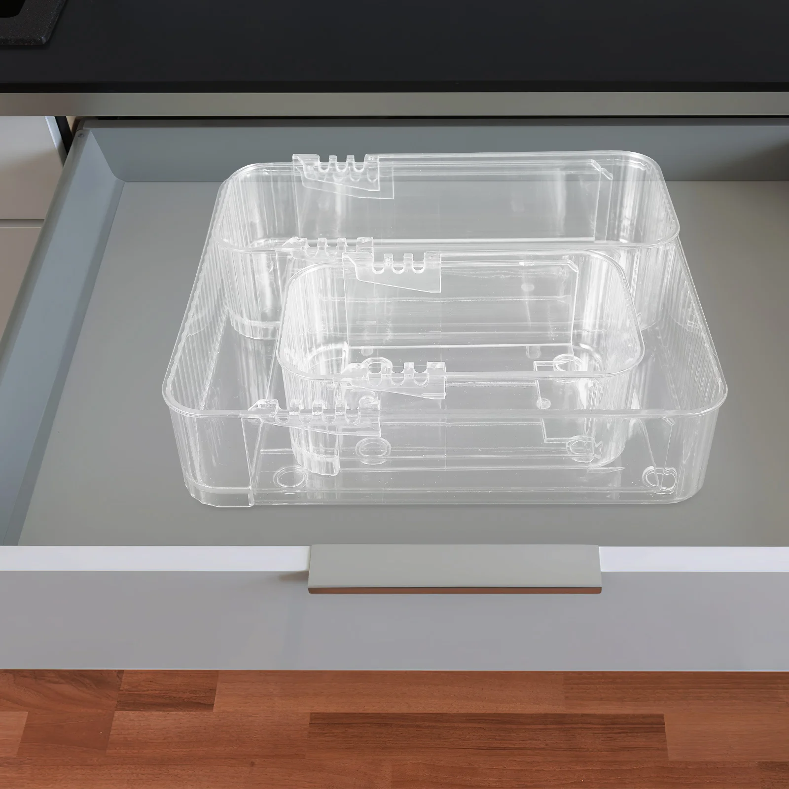 

3Pcs Clear Drawer Organizers Desktop Storage Trays Drawer Divider Kitchen Cutlery Organizer Cutlery Organizers