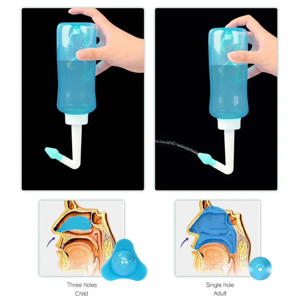 Nose Cleaner 300ml 500ml Nasal Irrigator Nasal Wash Salt Neti Pot Avoid Allergic Rhinitis Sinusitis Cure Adult Children Therapy