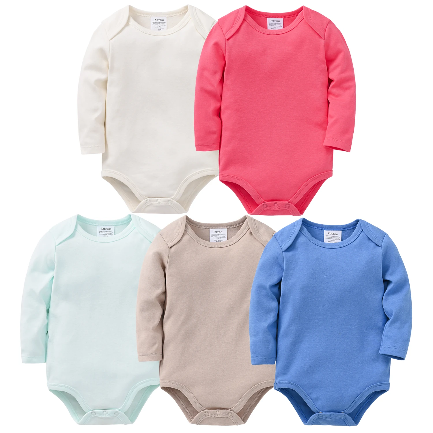 

Baby Bodysuit Long Sleeve Cotton Solid Color Newborn Romper Toddler Onesie Unisex Jumpsuit Infant Playsuit Light Color Clothes