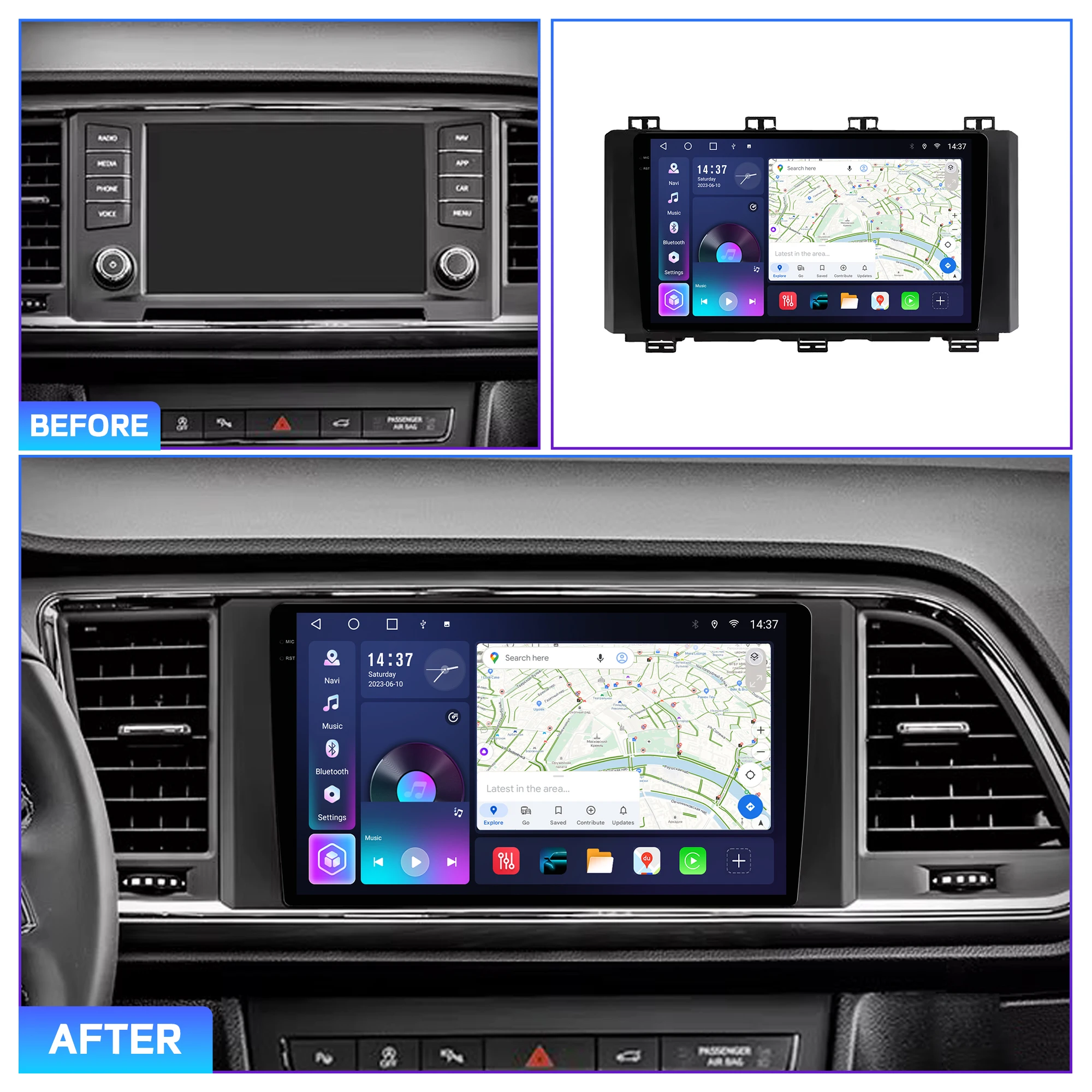 Penhui Android Car DVD Player 2 Din for SEAT Ateca Cupra 2016 - 2021 Multimedia Screen with DSP, Bluetooth, Audio & CarPlay