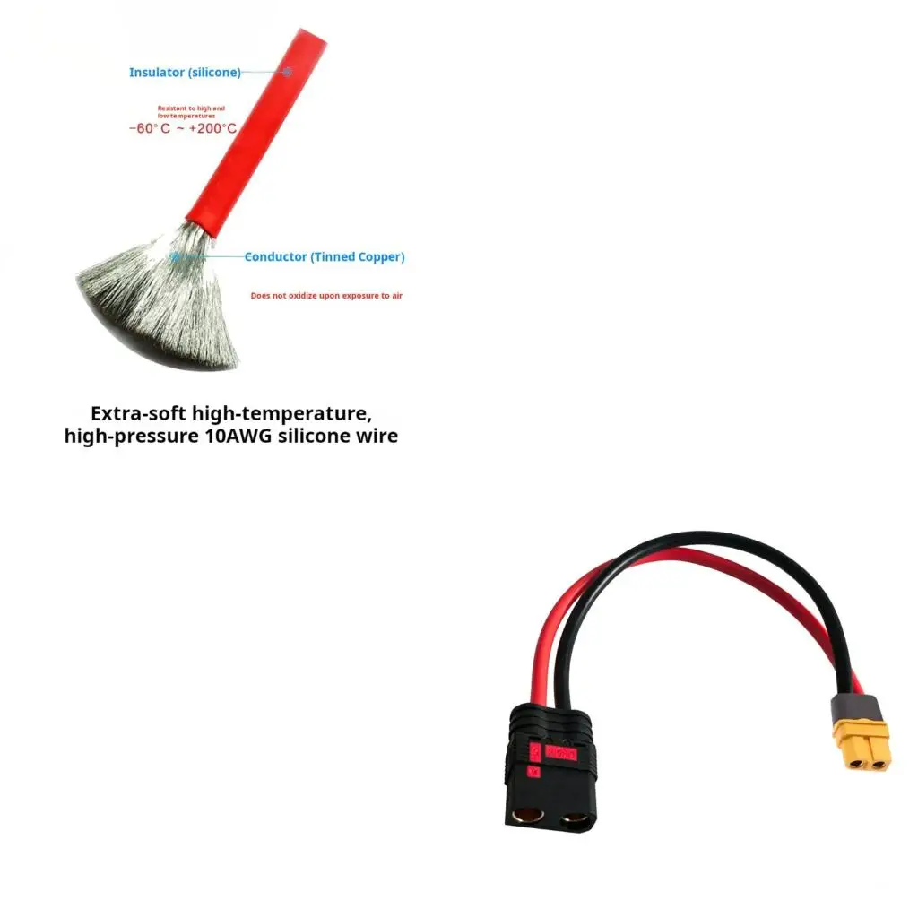  Heat Resistant QS8 XT60 Charging Link Wire 10AWG for Heavy Duty Battery Packs