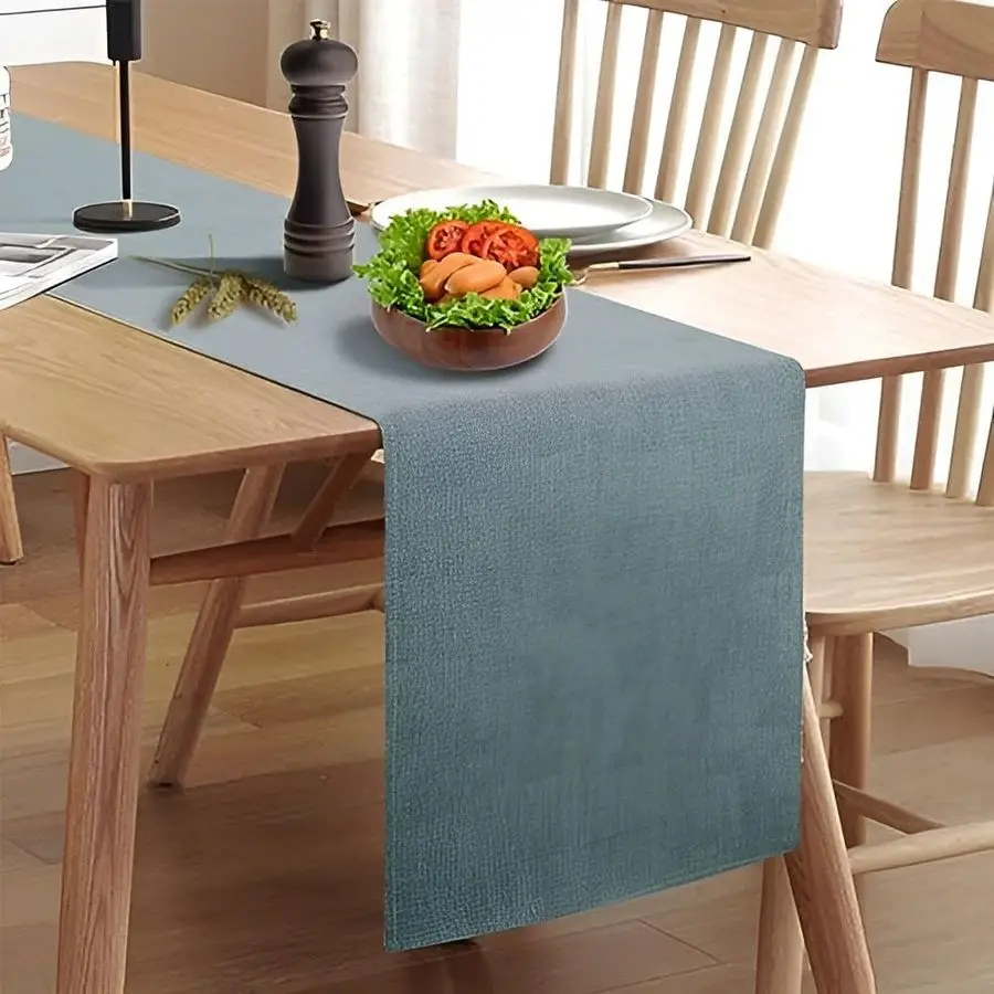

Дорожка на стол, толстая дорожка в стиле фермерского дома, для использования в помещении и на улице, 108 дюймов, сине-серая