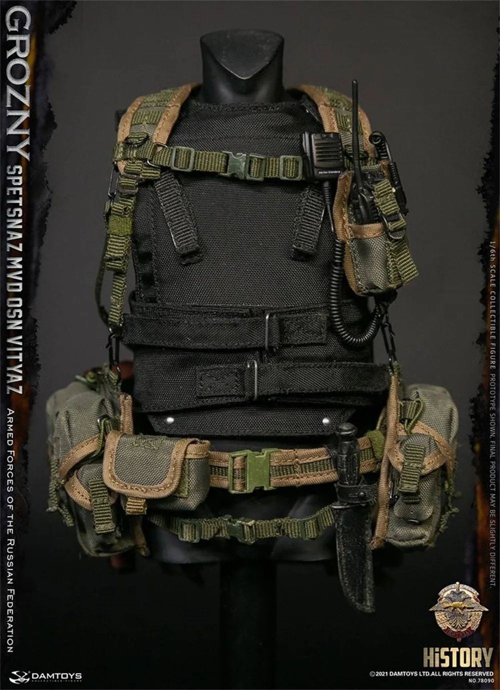 DAMTOYS-chaleco táctico para colgar en el pecho, modelo de manualidades a prueba de agua, para las Fuerzas Armadas de la República Rusa, SPETSNAZ Grozny, DAM 1/6, 78090