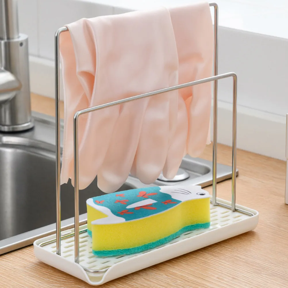 Kitchen Sponge Storage Holder Punch Free Vertical Dishcloth Rack Water Draining Storage Shelf Household Kitchen Organizer