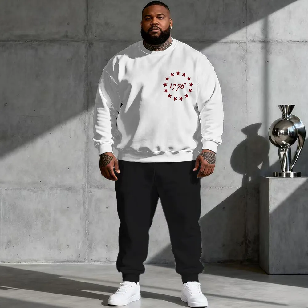 

Комплект мужской толстовки с капюшоном больших размеров S-9xl (2 предмета): текстовый элемент — теплые дышащие принты фразы, идеально подходят для BigT