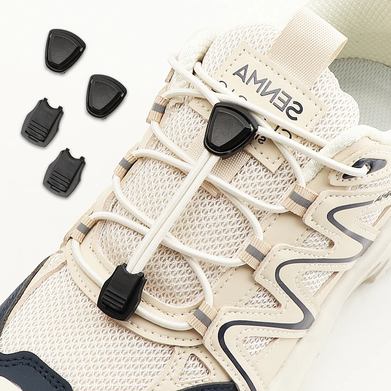 1 Pair Stopper for Elastic Rope Fastener for Kids Adult Triangle Plastic Cord Lock No Tie Shoelaces Buckle Lazy Sneaker Laces