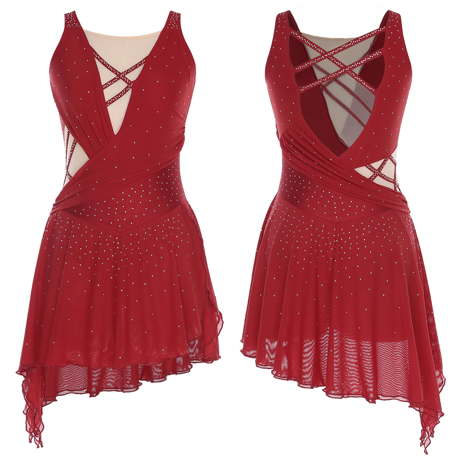 robe-de-danse-lyrique-et-patinage-artistique-pour-femme-justaucorps-sans-manches-costumes-de-performance-moderne-et-contemporain-robe-en-mousseline-a-fente-laterale