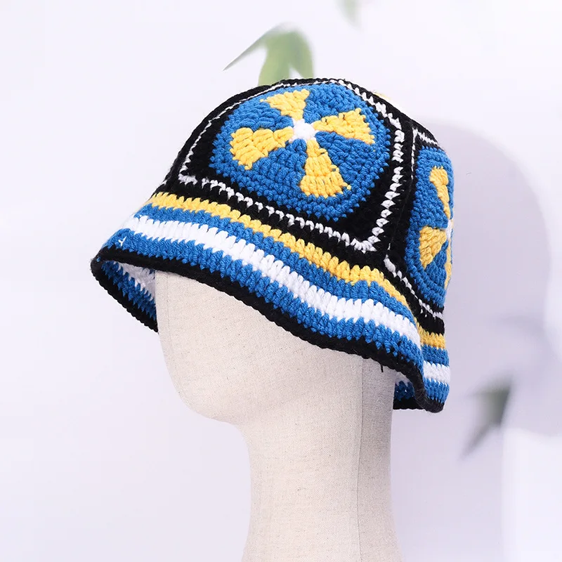 2023 여성용 수제 크로셰 버킷 모자, Y2k 패션, 여름 해변, 한국 할로우 니트 모자, 신제품