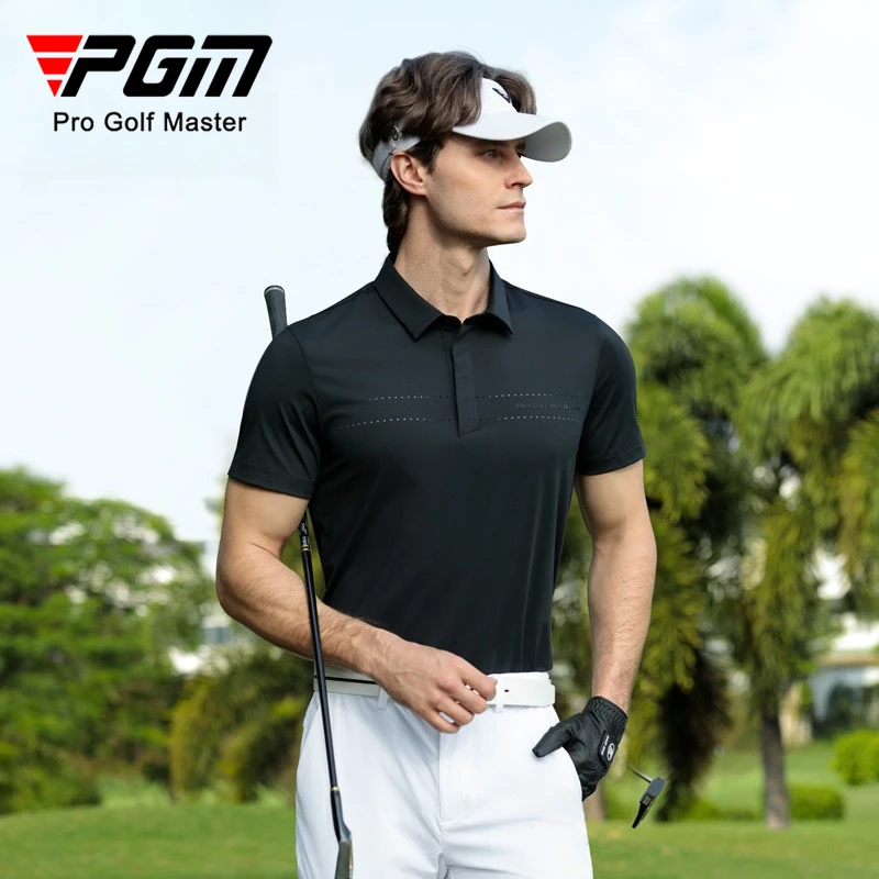 PGM Men's Golf Short Sleeved T-shirt for Spring and Summer Sun Protection, Breathable Polo Top Clothes YF871