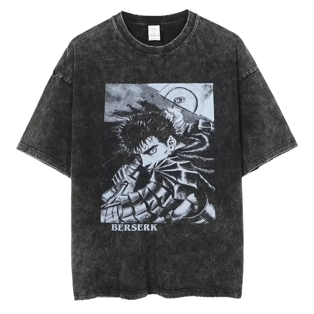 

Vintage Japanese Anime 2024 Graphic T Shirt Washed T-Shirt Summer Short Sleeve Tshirt Hip Hop Streetwear Harajuku Cotton Tees