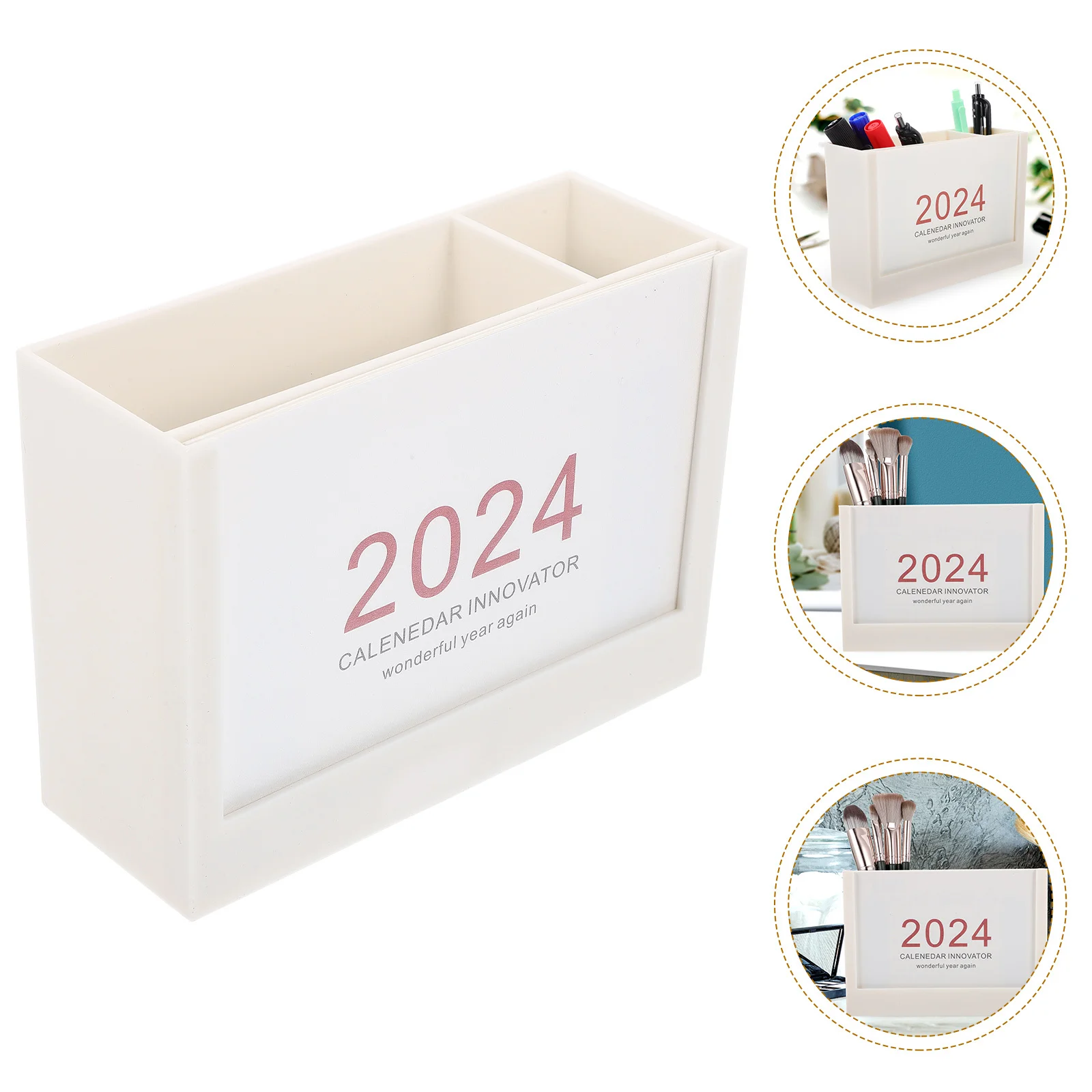 

Plastic Pen Holder ABS Paper Material Compartment Desktop Organizer Makeup Brush Holder Pen Cup Storage