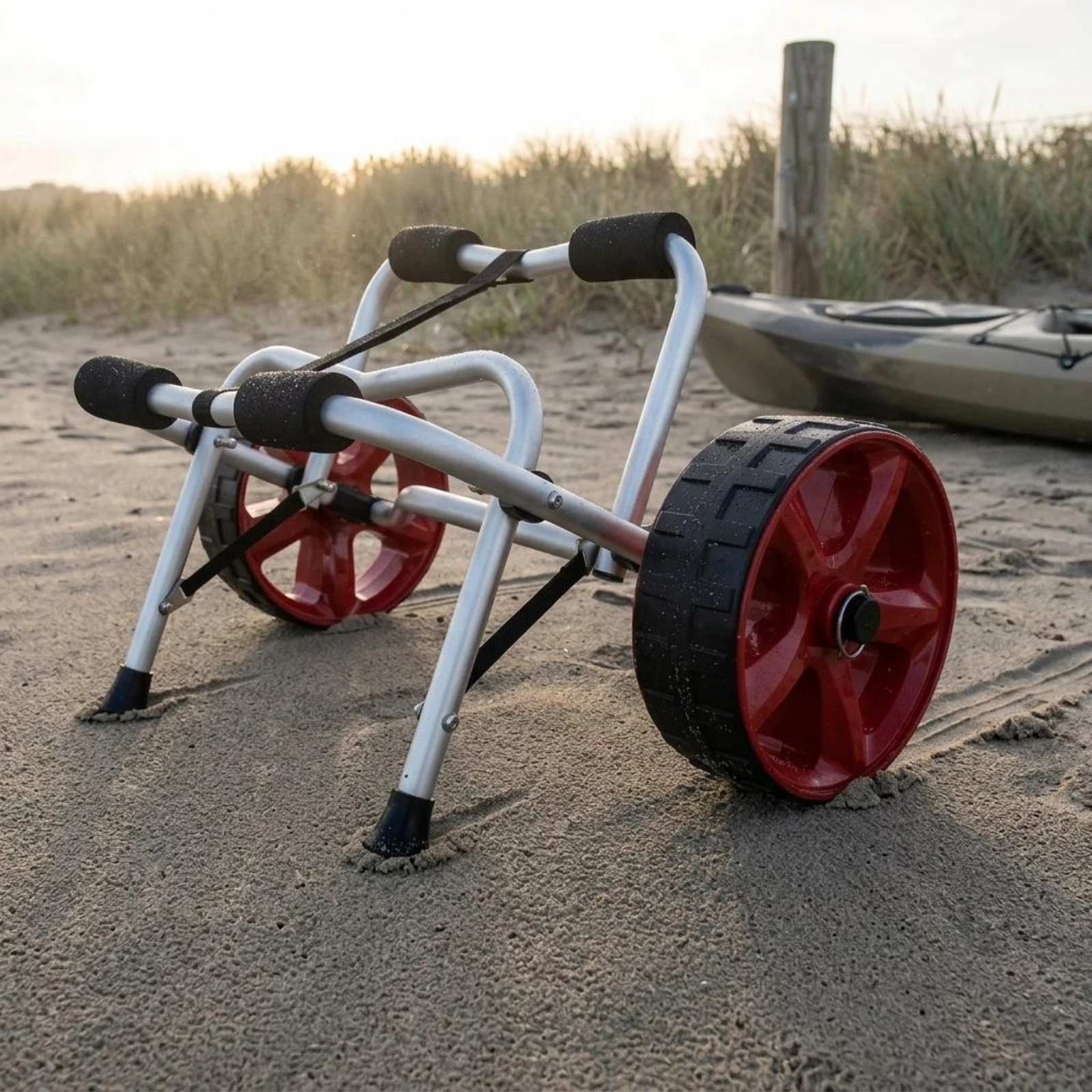 Kayak Trolley Trolley Cylindrical Frame Surfboard Trolley Trolley Marine Gear Large Side Wheels Support Bar for Beach Transport
