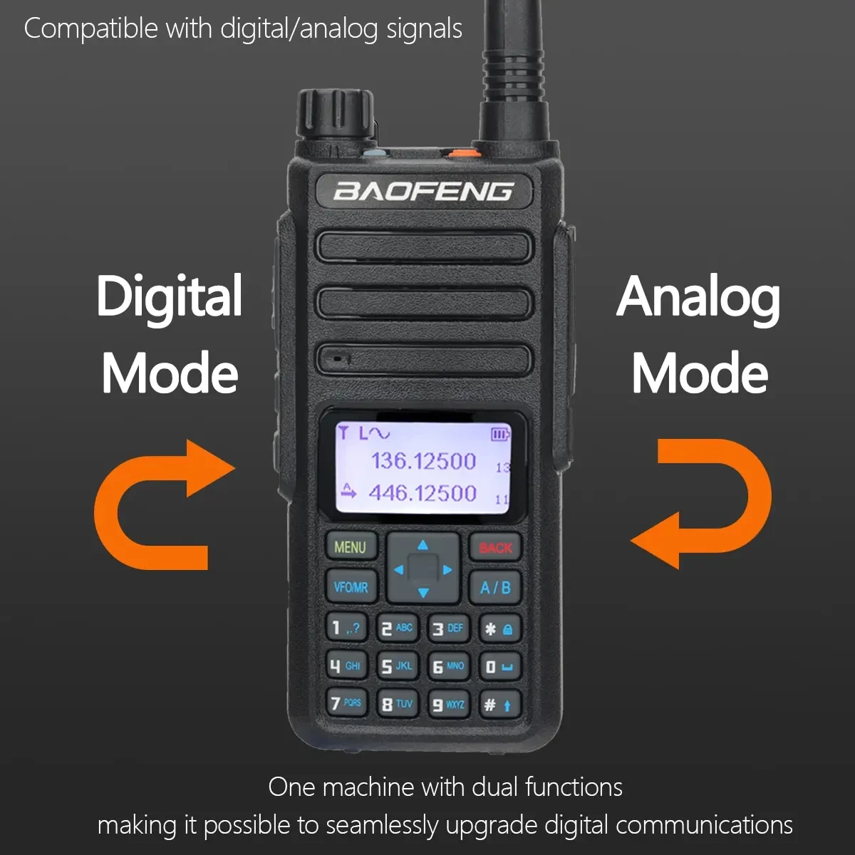 Baofeng Dmr Radio Stationsmr Walkier Talkie Dr-1801 Camping Walkie Talkies de largo alcance Radio de comunicación Dmr