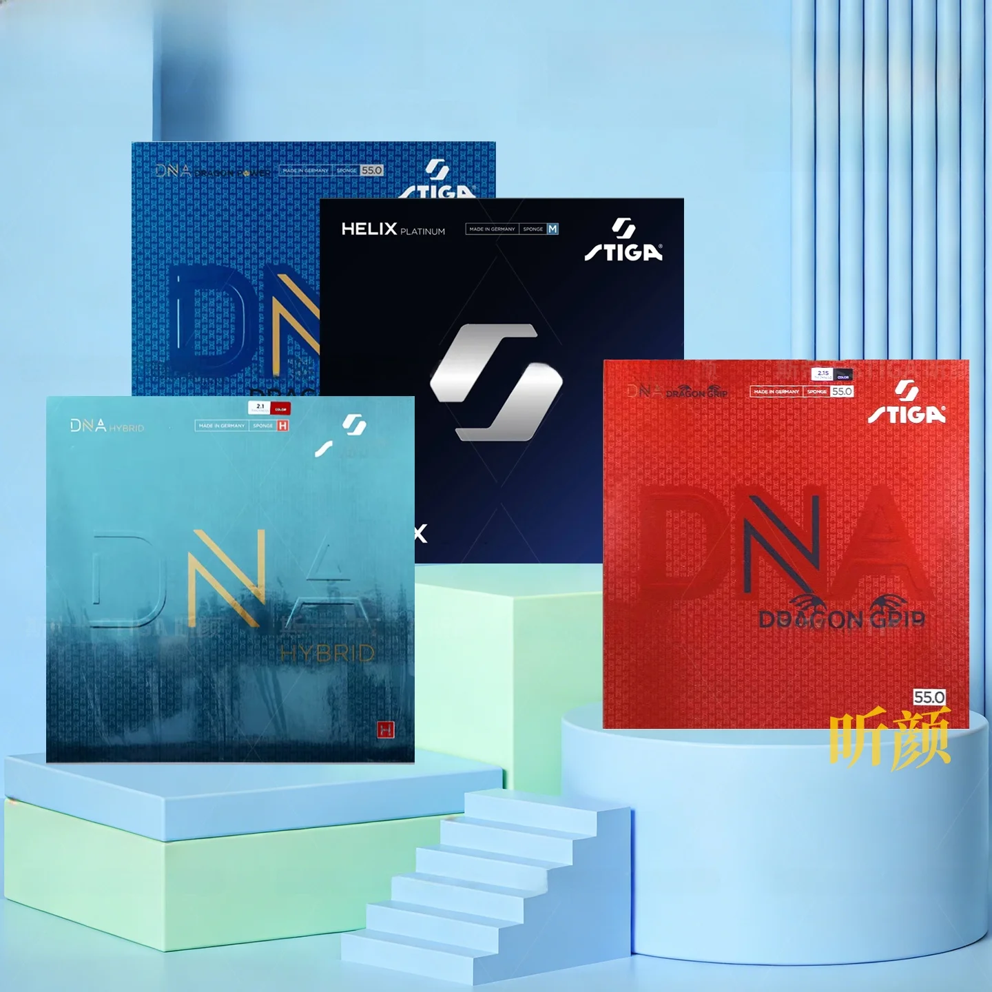 Eponge-de-ping-pong-stiga-platinum-spiral-rubber-dna-red-dragon-sticker-hybrid-inner-energy-gold-dragon-anti-gum-sticker