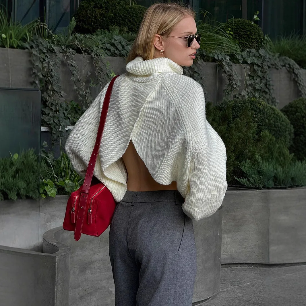 

Turtleneck Warm Sweater Women 2025 Autumn Winter New White Pullover Sweater Loose Knitwear