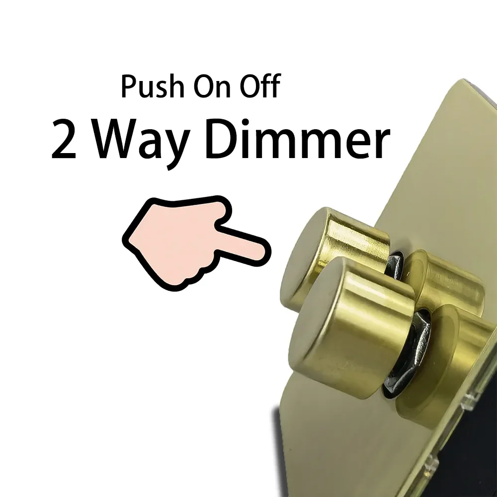 Imagem -05 - Wallpad-ouro Escovado Led Dimmer Switch Push on Off Painel de Aço Inoxidável Botão de Metal Gang Way
