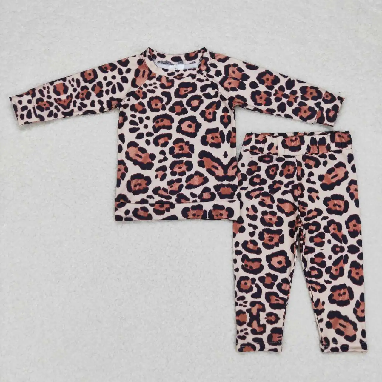 

Wholesale Toddler Kids Leopard Outfit Sleepwear Baby Boy Long Sleeves Pullover Shirts Children Pants Set Pajamas Clothing