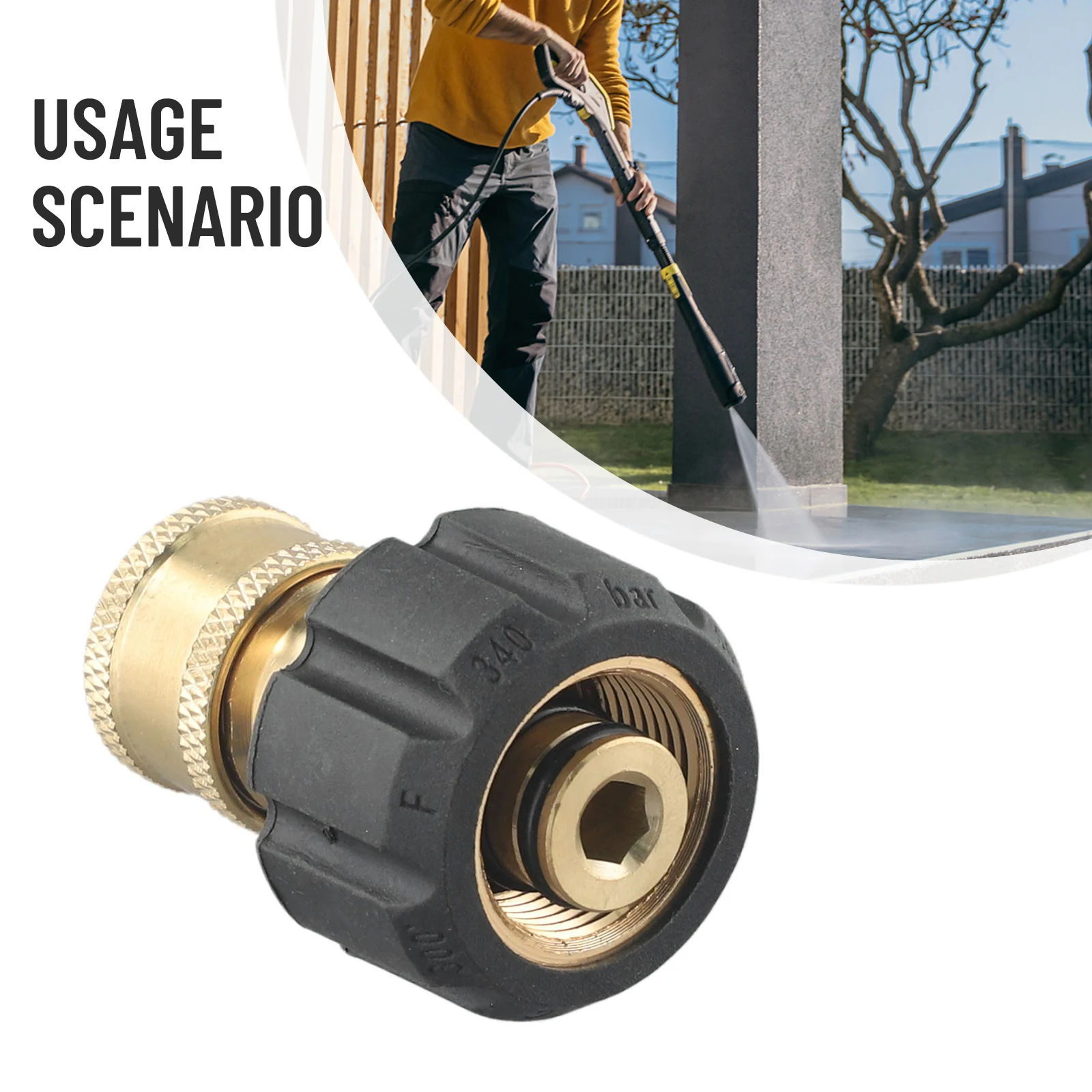 

Adapter Quick Connector Yard Outdoor Living Female Head M22 15 Male To 1/4\" Pressure Washer Replacement 000 PSI