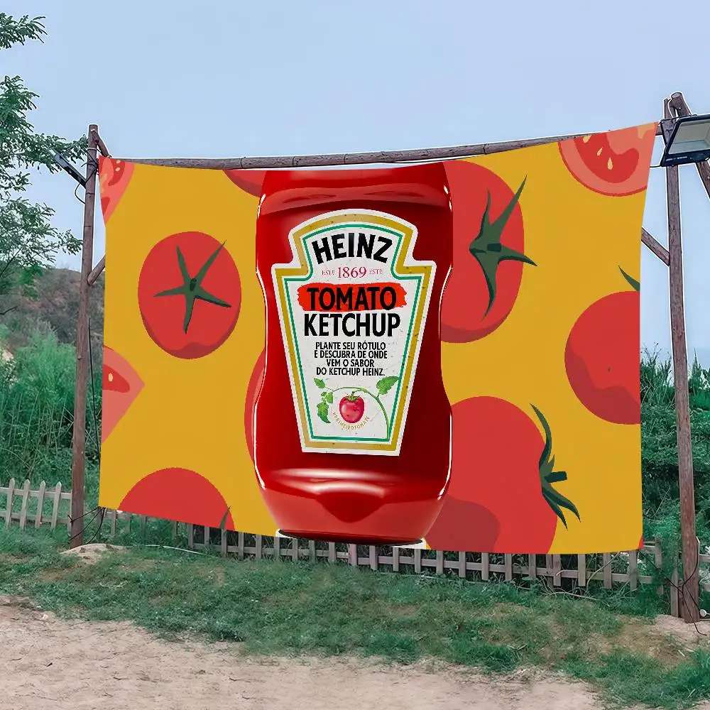 وضع H-Heinz Tomatos كاتشب العلم الديكور في الهواء الطلق نزهة حفلة المنزل التخييم حفلة فنية معلقة راية