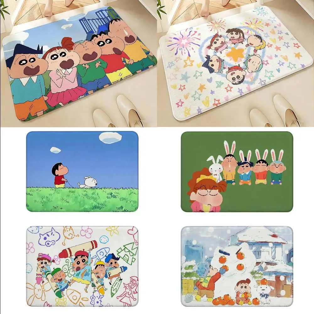 C-Crayon Shin-chans Floor Mats Home Laundry Rug Carpet For Living Room Decor Lounge Area Anti-slip Foot Mat Entrance Doormat
