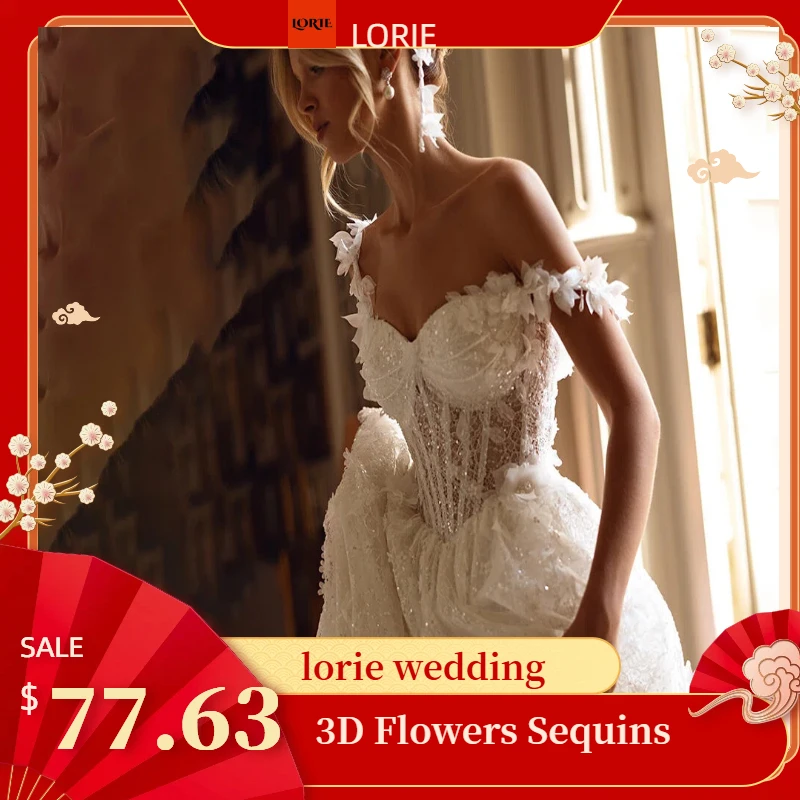 

LORIE Lace Wedding Dress Off Shoulder Appliques A Line Sweetheart Bride Bridal Dress Backless Customized свадебное платье свадеб
