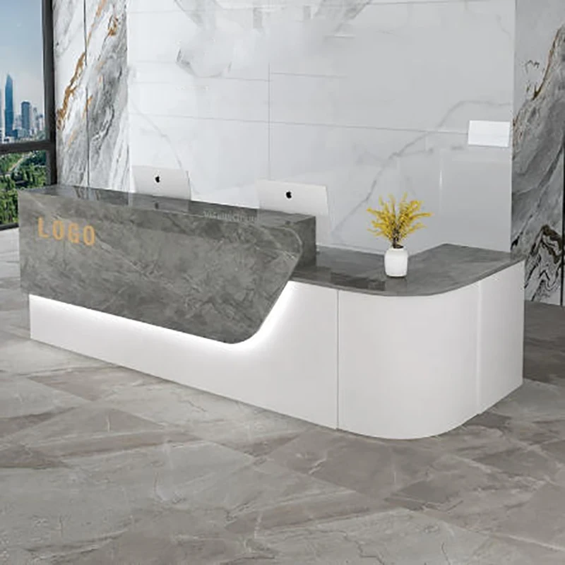 

Salon Office Reception Desk Modern Beauty Luxury Desk Counter Reception Desk Cash Rack Balcão Para Loja Commercial Furniture