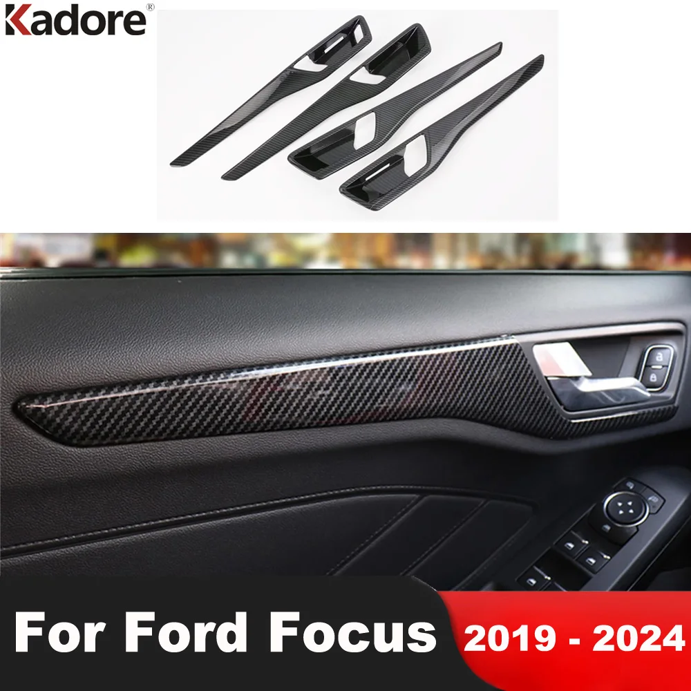 

For Ford Focus 2019 2020 2021 2022 2023 2024 Carbon Fiber Car Inside Inner Door Armrest Panel Cover Trim Interior Accessories