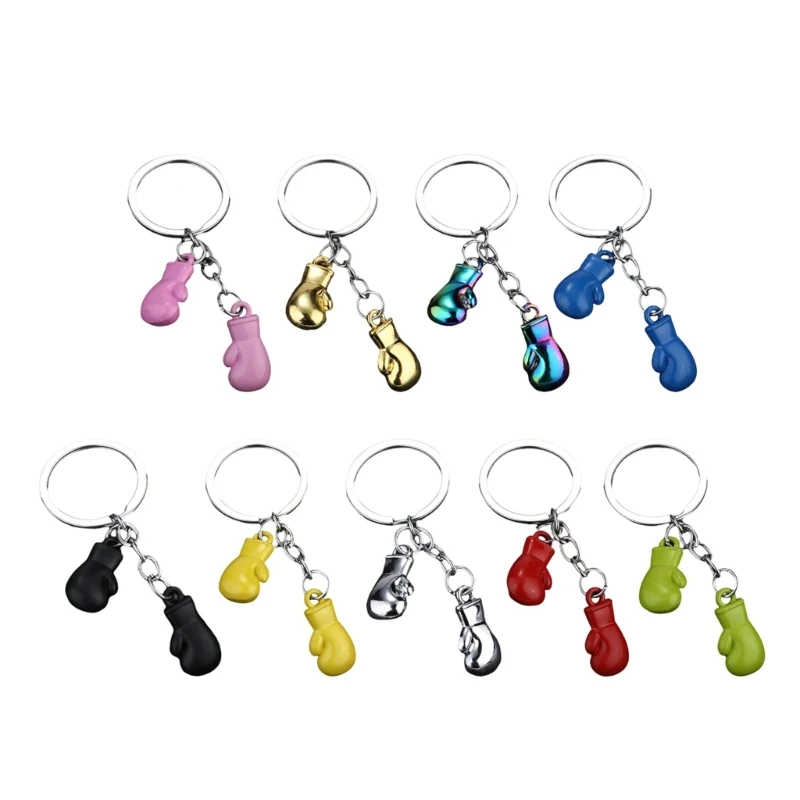 Unique Boxing Gloves Keychain Simulation Fitness Equipment Pendant Handmade Keyring for Men Women Car Keys Decoration