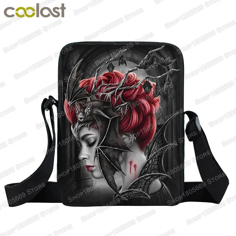 Dark Gothic Vampire Beauty Messenger Bag Women Handbag Girls Small Shoulder Bag for Travel Ladies Crossbody Bags Bookbag Gift