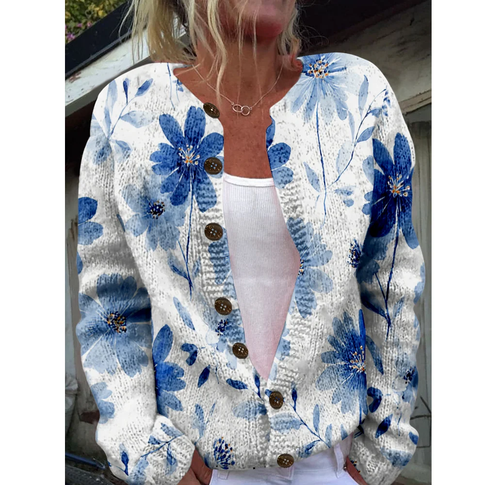 

Осень-зима вязаный синий кардиган повседневный свитер уличная одежда женские свитера вязаный топ крутые джемперы модные