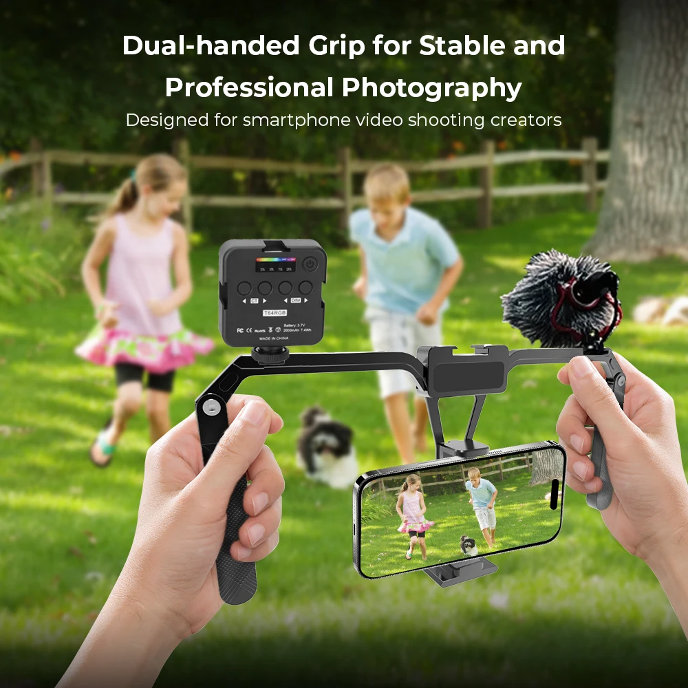 KAYULIN Foldable Universal Phone Cage Pocket Size Video Recording Phone Stabilizer with Handles for iPhone 16 15 Pro Android