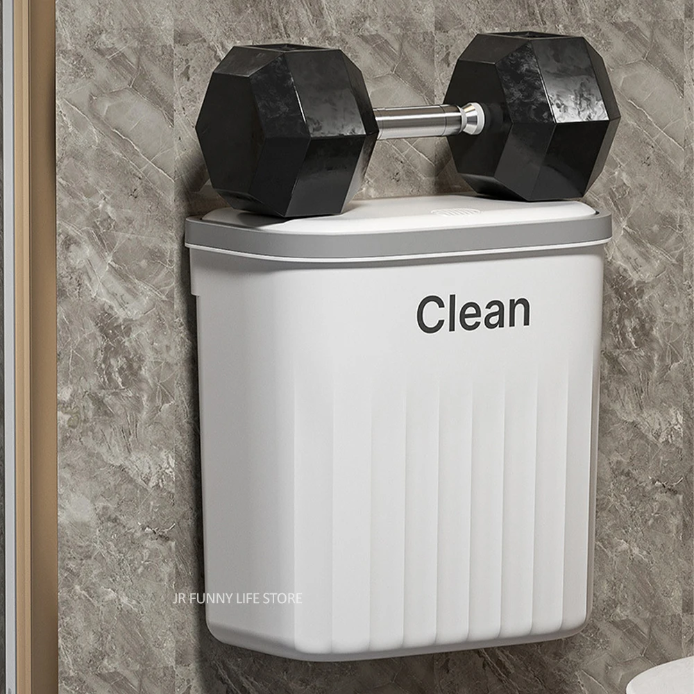 12/16L Press Type Wall Mounted Trash Can For Bathroom Toilet Garbage Bucket With Lid Kitchen Recycling Bin Hanging Wastebasket