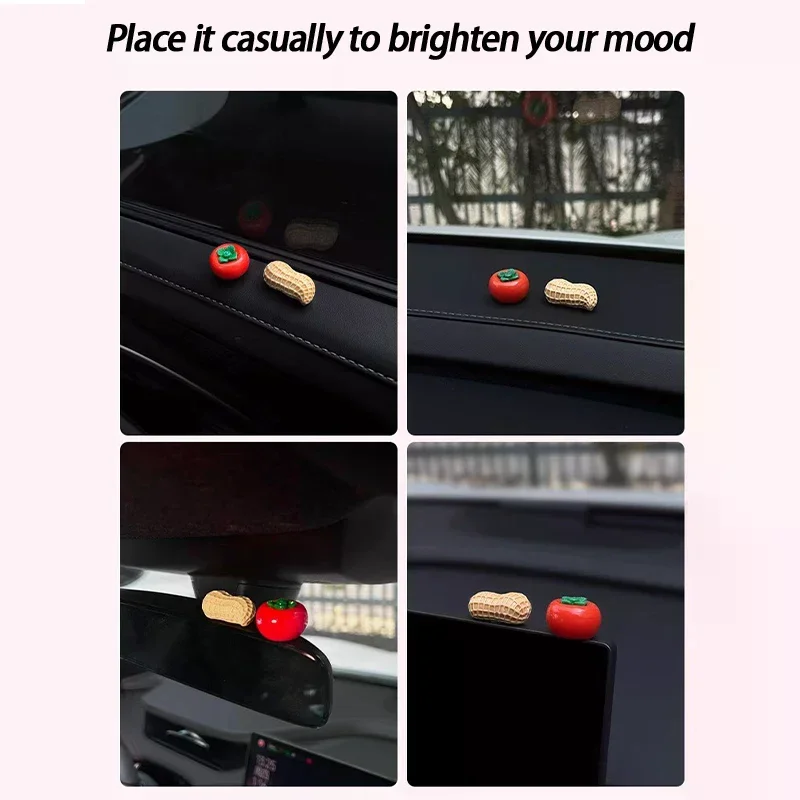 

Good Things Happen Car Ornaments Center Console Cartoon Persimmon Peanut Car Display Screen Decorative Stickers