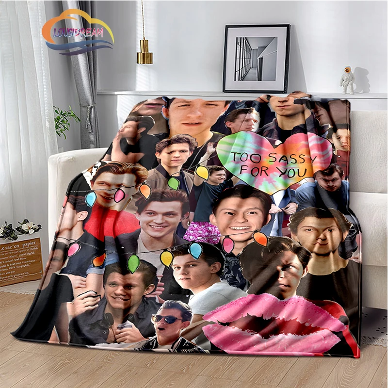 

Newest fashion Tom Holland PIC，COLLAGE series Flannel fans Blanket Warm Plush Portable shawl blanket Sofa Bedspread