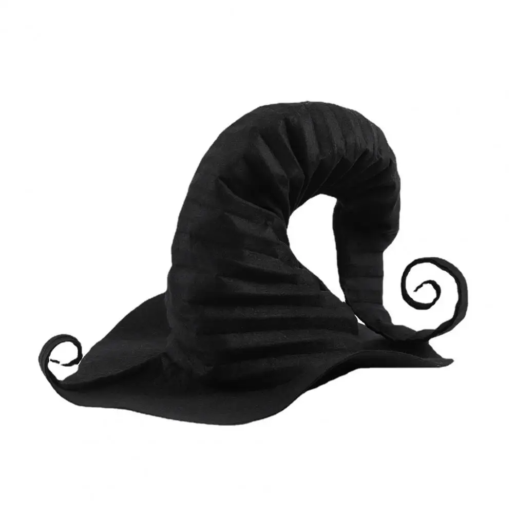 Black Witch Hat Black Wool Witch Hat for Halloween Cosplay Party Costume Women Dress Up Accessory with Wired Velour for Wear