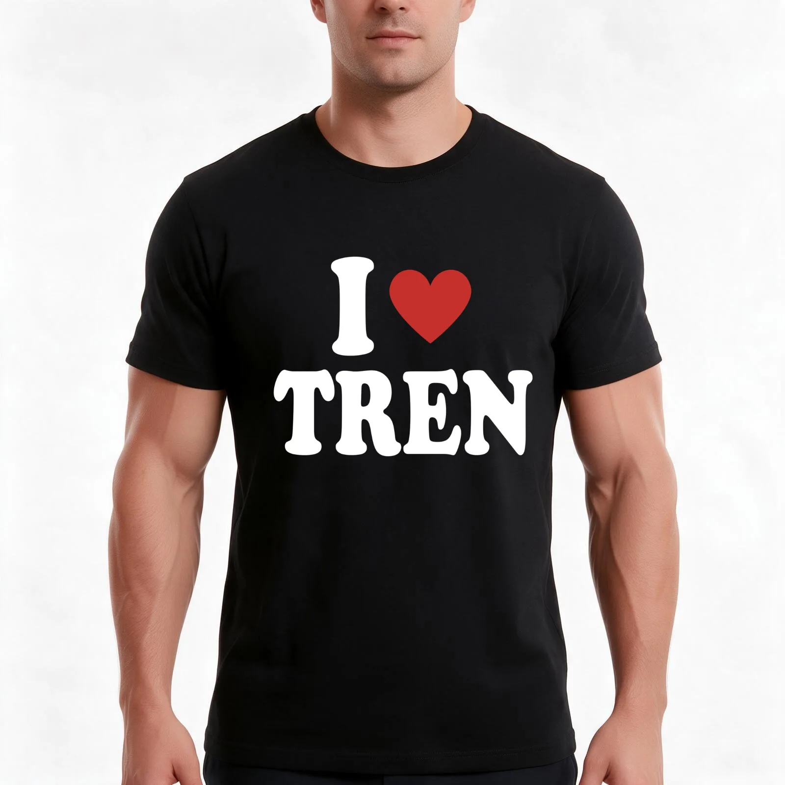 I Love Tren T-Shirt, Summer Casual Cotton Tee, Oversized Streetwear Tops, Vintage Graphic Print, Loose Fit Short Sleeve