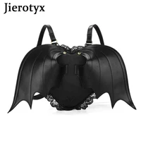 JIEROTYX-mochila gótica de ala de murciélago para mujer, bolso escolar negro Punk con estilo para niña, paquete de alas de Ángel, pequeño Diablo