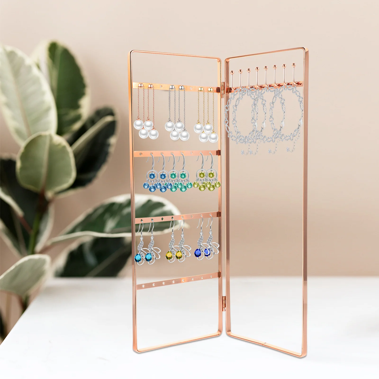 

Iron Jewelry Display Stand Multipurpose Earring Holder Organizer Stable Jewelry Rack Necklace Display Holder Necklace Stands