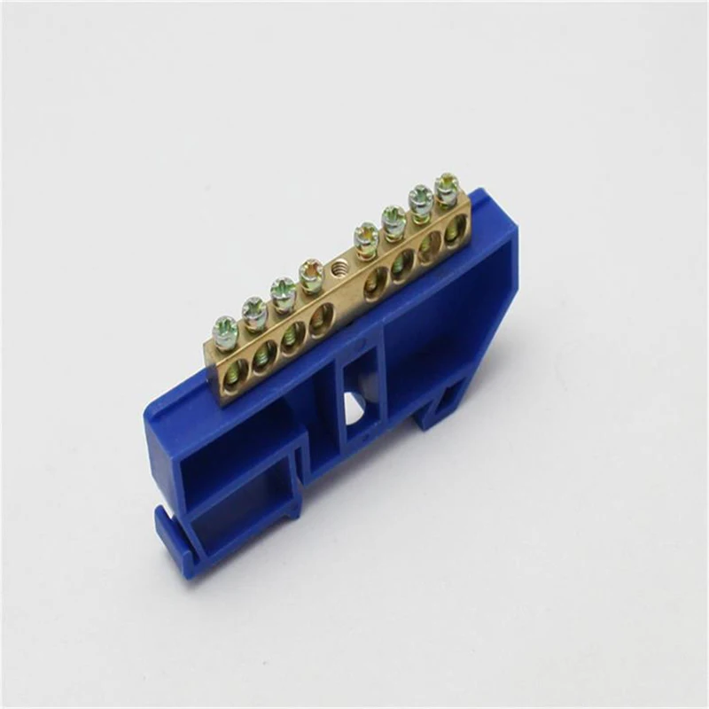 1Pcs JDA5-0812 Distribution box rail type connection copper bar copper terminal strip wiring block flame retardant plastic Blue