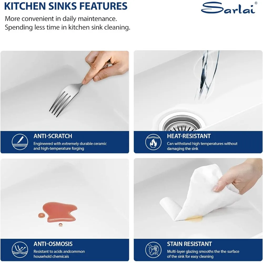 مزرعة نمط 33x20 بوصة وعاء واحد السيراميك الخزف الزجاجي Fireclay بالوعة المطبخ مع تصميم المئزر الأمامي