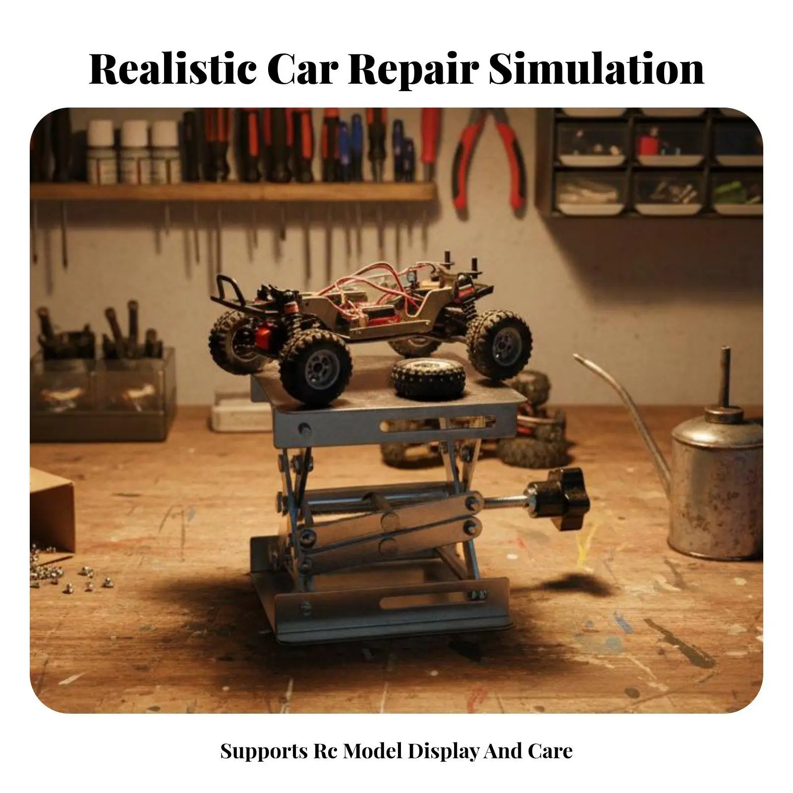 Adjustable Height Metal Stand for RC Climbing Car Repair Tool Portable Lifting Base for Crawler Truck Buggie Maintenance
