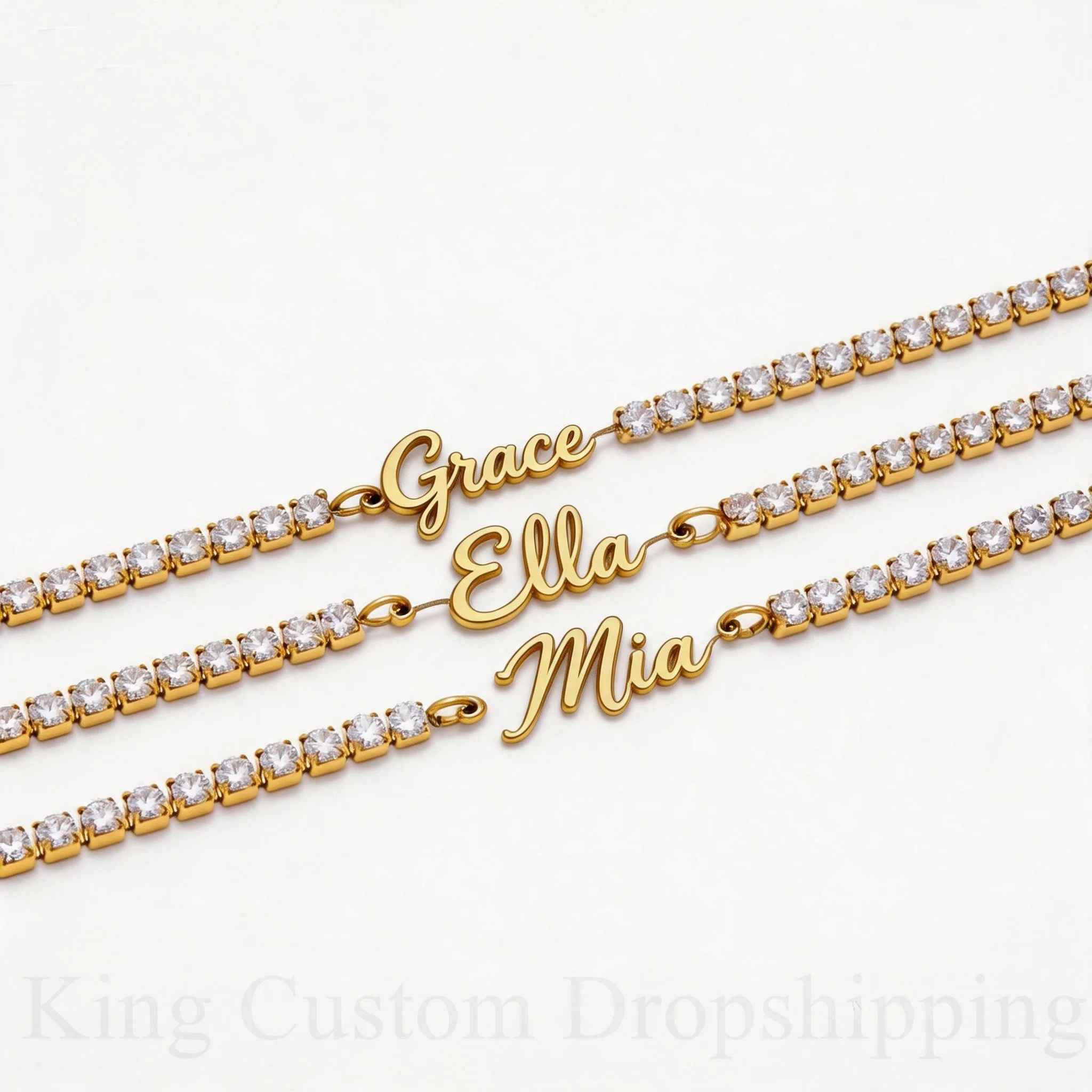 Custom Letter Tennis Chain Pendant Necklace - Personalized Cursive Name Jewelry Gift for Women Elegant Birthday Holiday Customiz