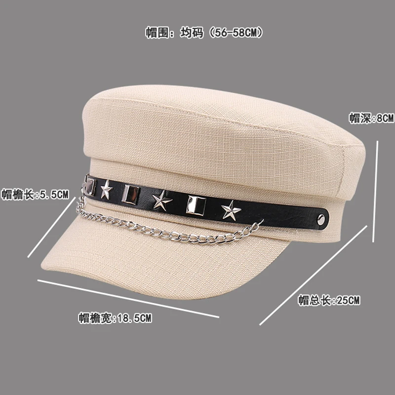 Immagine 6: Cappelli da Capitano Stile Militare Retrò con Emblema Ancora in Metallo, Catena a Stella e Rivetti, Accessorio per Feste a Tema