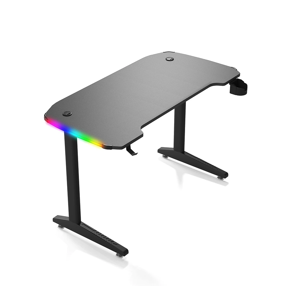 Modern-style Furniture Hand Lift Height Adjustable Desk with RGB LED High-quality Game Computer Table Gaming Room Desk