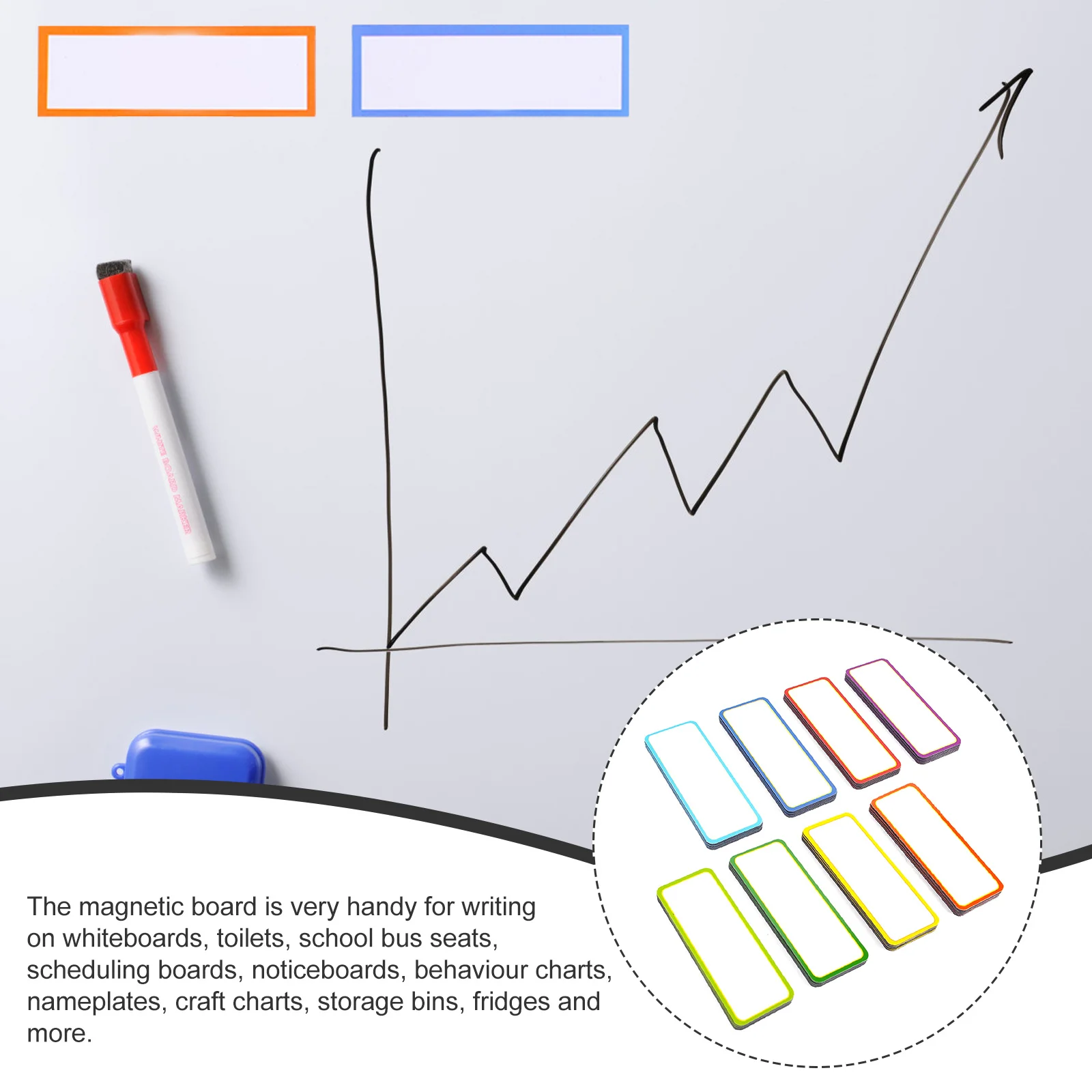 

54pcs Magnetic Name Labels Writable Blank Long Lasting Home School Office Use Classification Label Stickers Rewritable