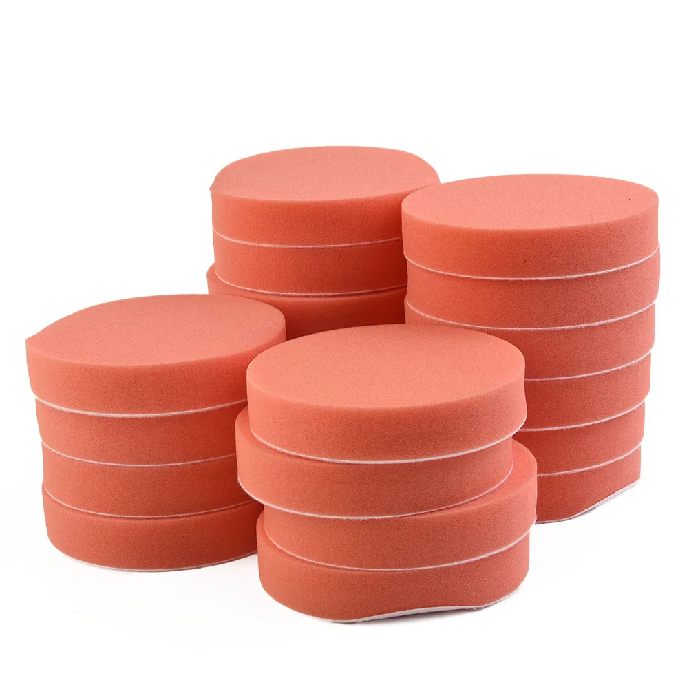 20pcs 125mm 5 Inch Orange Flat Sponge Polishing Buffing Pads For Car Waxing Cleaning Auto Polisher Buffer Accessories Tool