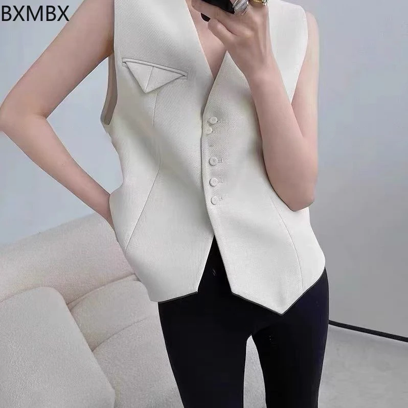 

Черный дизайн костюма, женский облегающий короткий топ 2025 года, новый топ, весенне-осенний жилет без рукавов, casacas para mujer invierno 2024