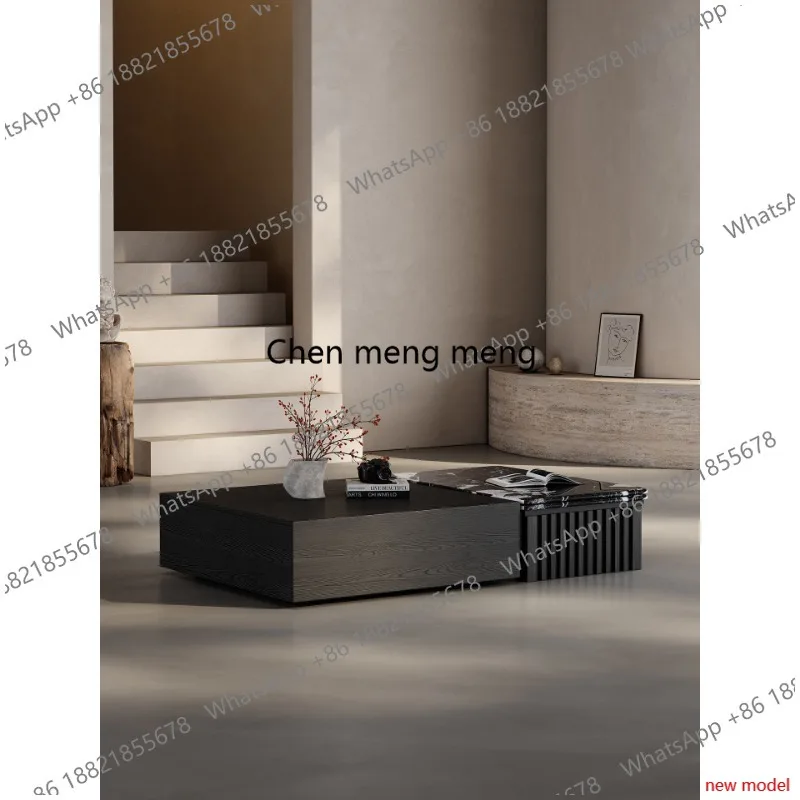 Italian minimalist luxury stone coffee table, living room home new light luxury, rectangular coffee table combination
