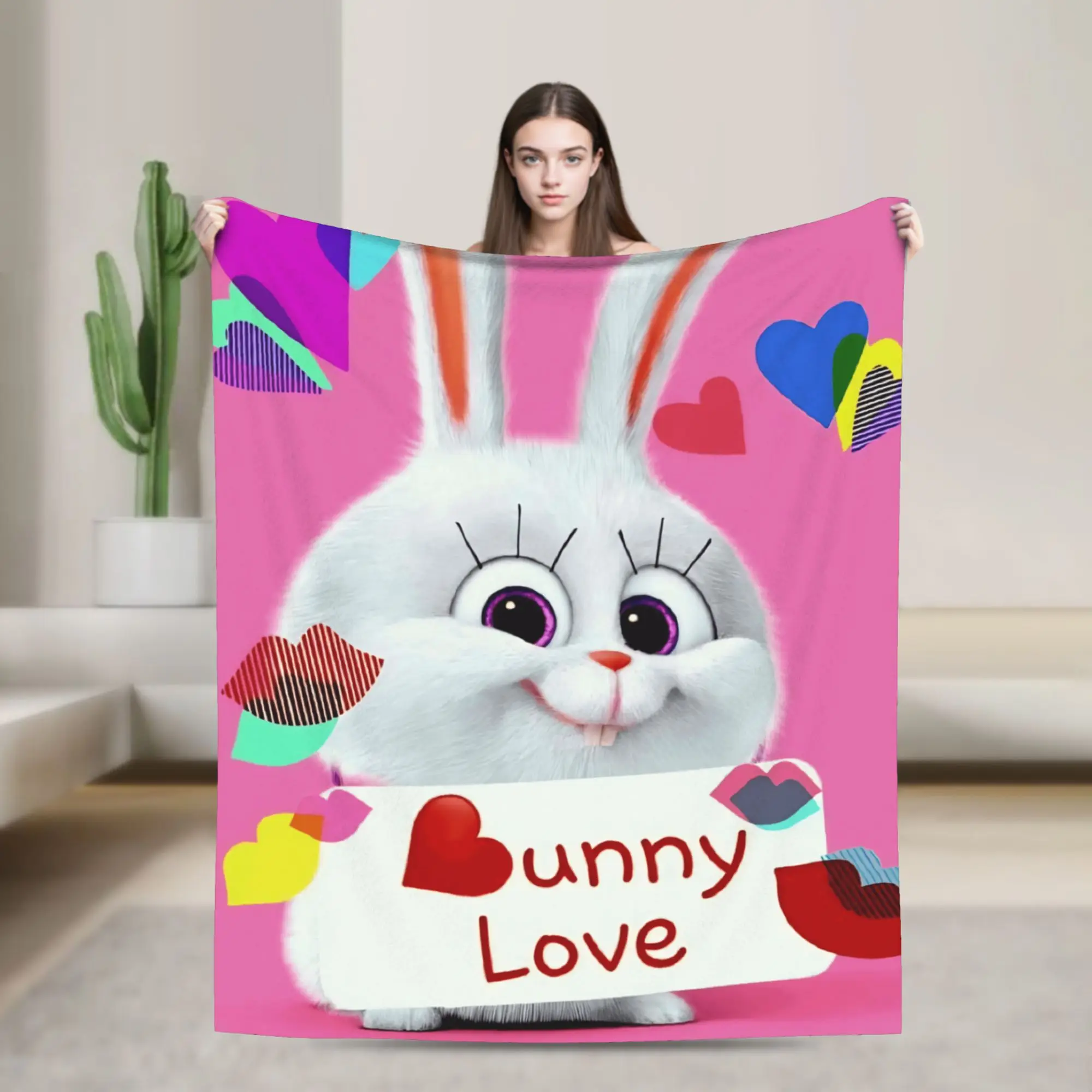 The Secret Life of Pets Bunny Love Blanket  Travel Flannel Bedding Throws For Couch Chair Soft Customized Quality Bedspread Gift