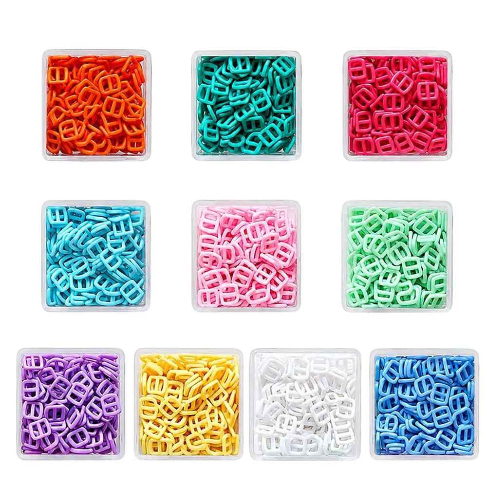 100pcs 3mm Inner Diameter Mini Belt Buckles Square Shape Japanese Character Design Clothing Buttons Ultra-small Size